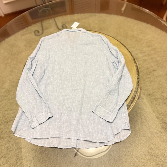 J Jill 100% Love Linen Button Up Blouse Light Blue Long Sleeve Size XL Tall NWT - Picture 7 of 10